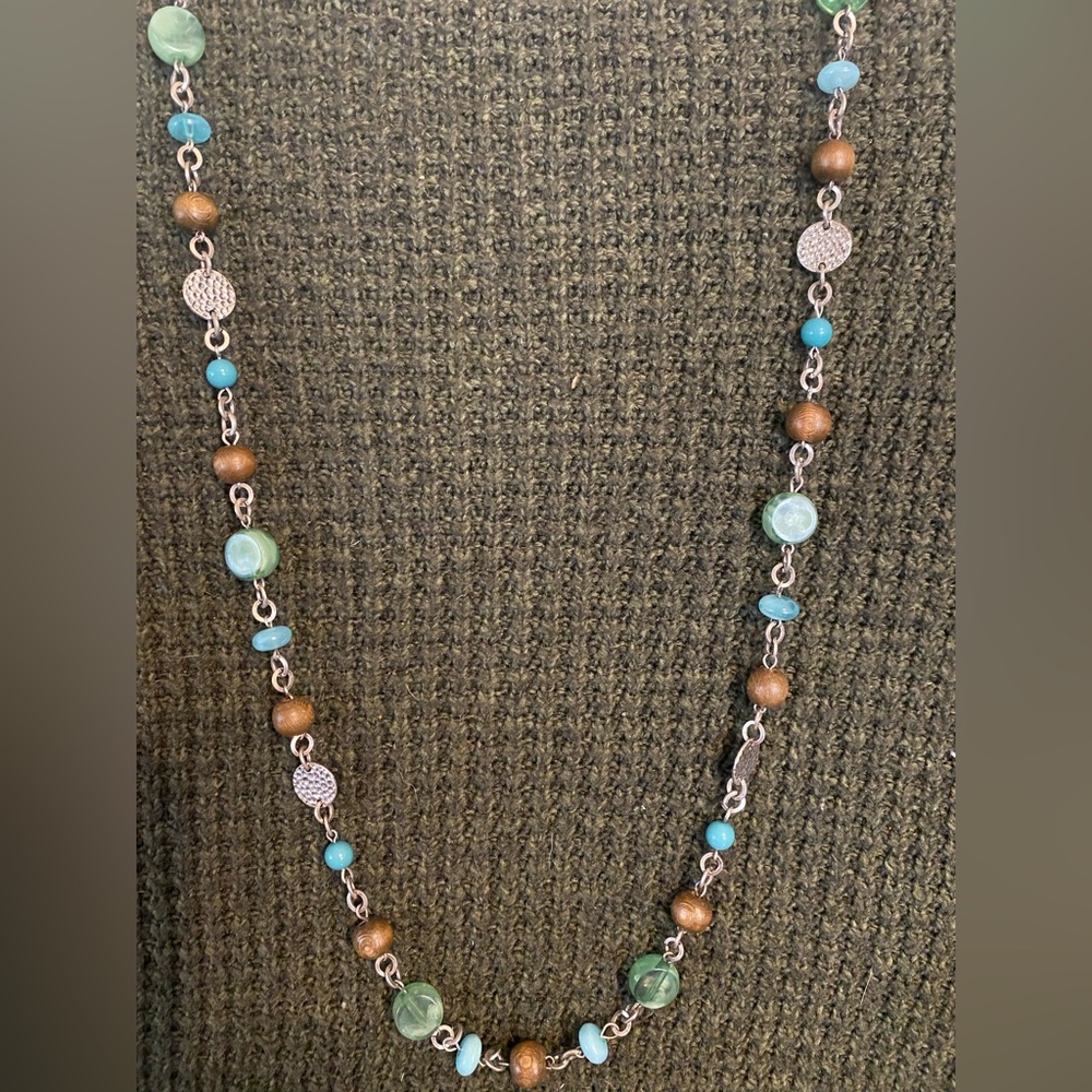 Silver and Turquoise Beaded Necklace